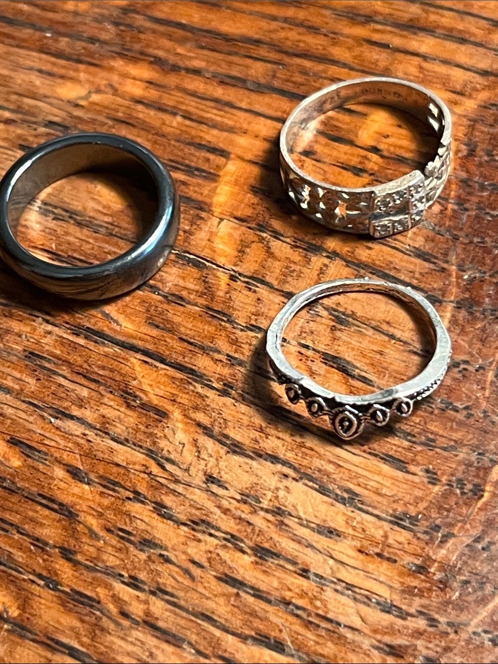Silver Tone Women's Decorative Stackable Rings - Set of 3